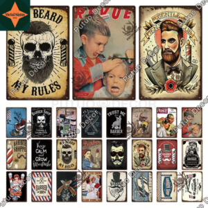 Classic Barbering Charm: Capture the Timeless Essence of the Barber Shop with Our Collection of Vintage Cut and Shave Tin Signs