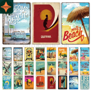 Sand, Sun, and Sizzle: Vintage Beach Party Tin Signs for Seaside Beach Lovers