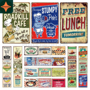 Culinary Escape: Vintage Cafe Bistro Tin Sign for Food Lovers