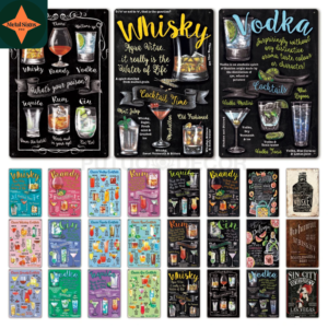 Cocktail Creator's Corner: Vintage Cocktail Recipes on Blackboard Metal Signs