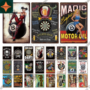 Darts and Cheers: Elevate Your Game Room with Our Collection of Vintage Darts Tin Signs