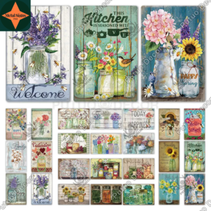 Blooming Charm: Uncover Our Enchanting Collection of Mason Jar Flower Vintage Tin Signs