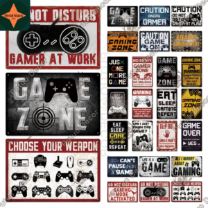 Dedicated Gamer's Retreat: Vintage Game Zone Tin Signs for Gaming Enthusiasts