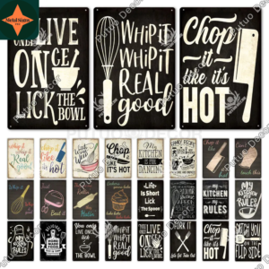 Kitchen Capers: Vintage Funny Kitchenware Tin Sign for Culinary Enthusiasts