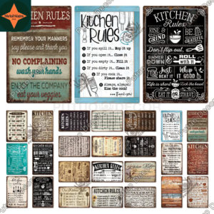 Chef's Corner: Vintage Kitchen Rules Tin Sign for Culinary Enthusiasts