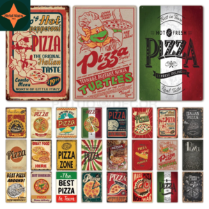 Pizzeria Perfection: Vintage Style Pizza Zone Rusted Tin Signs
