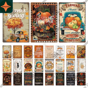 Happy Turkey Day! Vintage Thanksgiving Metal Sign