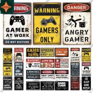 Gamer's Retreat with a Side of Laughs: Vintage Funny Gamer Metal Signs for Gaming Enthusiasts