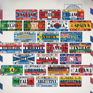 World Countries National Style Flags License Plate Vintage Plaque Metal Sign Wall Decoration Home Bar Painting Poster