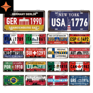 Country Metal Sign Licenses Plate Plaque Metal Vintage Tin Sign Decor for Man Cave Bar Pub Club Decoration