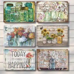 Today I Choose Happiness Vintage Tin Sign Retro Metal Poster Shabby Chic Wall Decor for Kitchen Living Dining Room Garden Yard Plate
