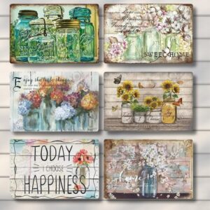 Today I Choose Happiness Vintage Tin Sign Retro Metal Poster Shabby Chic Wall Decor for Kitchen Living Dining Room Garden Yard Plate